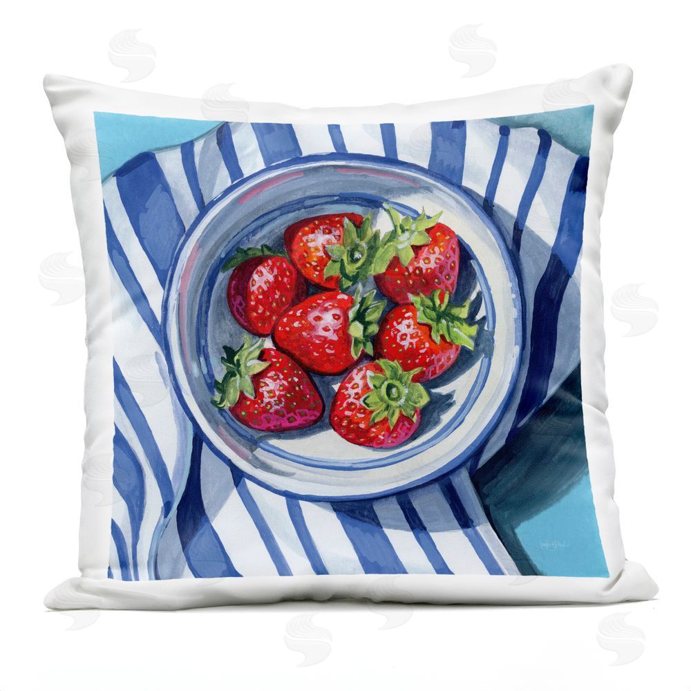 Kate Jarvik Birch Fresh Picked Kitchen Strawberries Outdoor Printed Throw Pillow