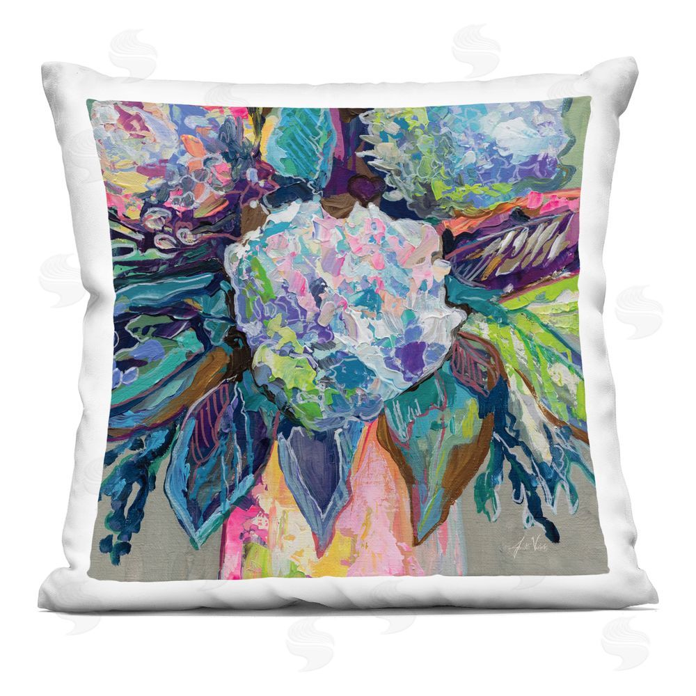 Jeanette Vertentes Love That Gives Bouquet Printed Throw Pillow