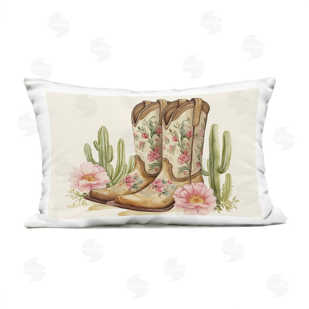 Heidi Kuntz Floral Boots & Cactuses Outdoor Printed Throw Pillow