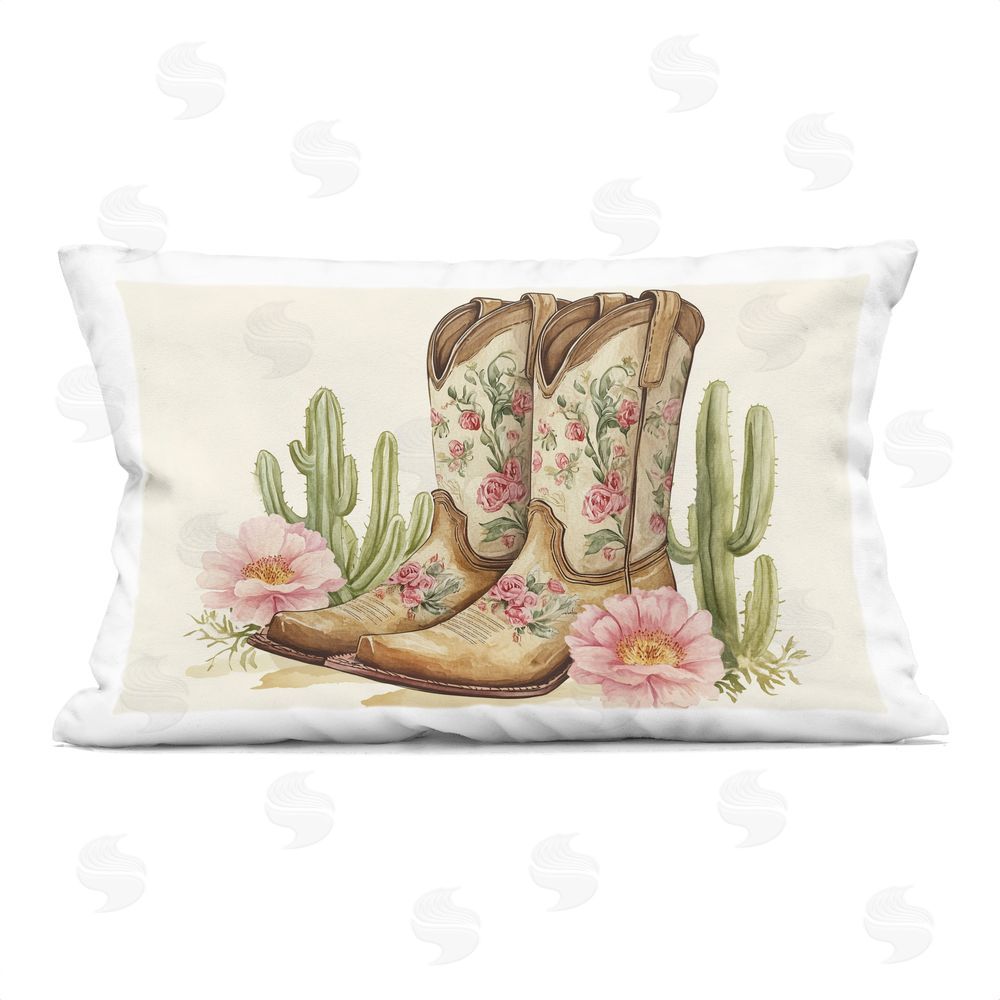 Heidi Kuntz Floral Boots & Cactuses Printed Throw Pillow