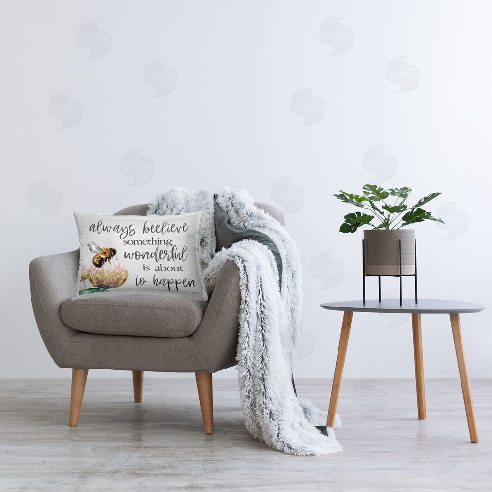 Susie Boyer Always Believe Something Wonderful Printed Throw Pillow in Room