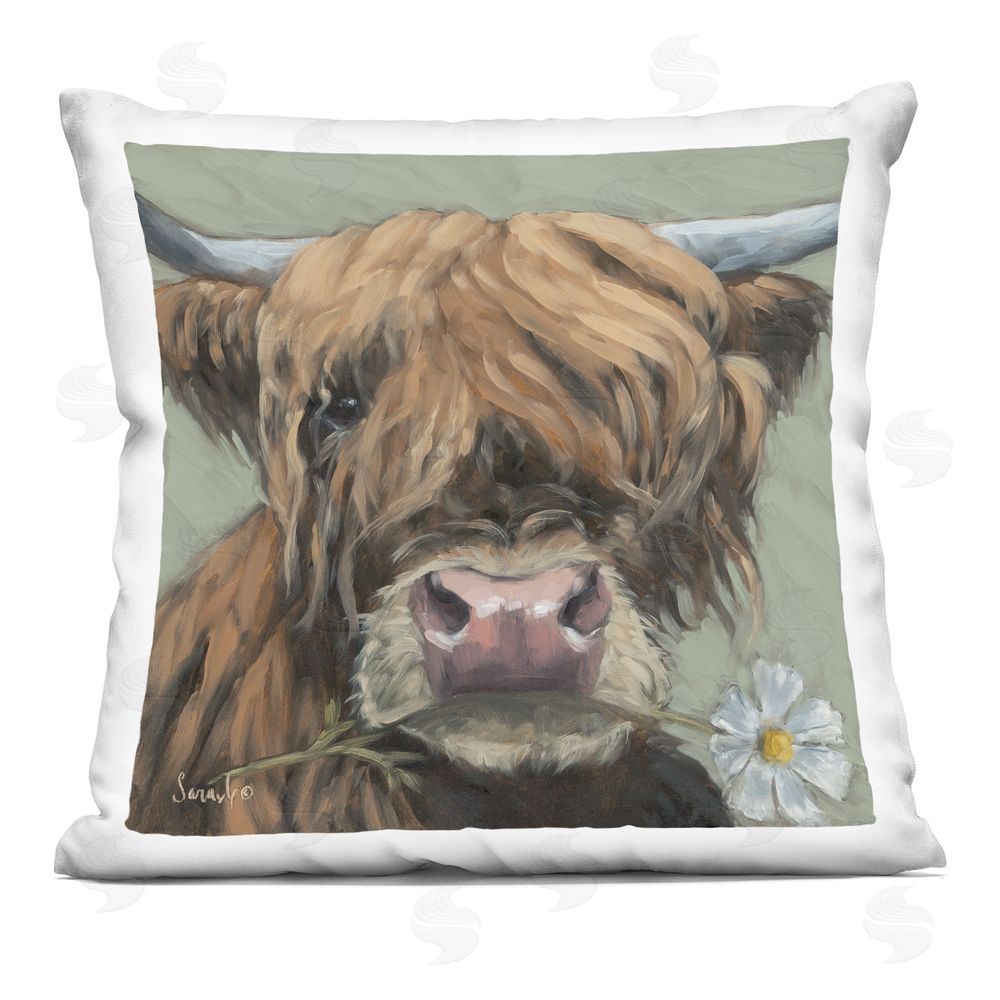 Sara G. Designs Blossom Babe Cattle Printed Throw Pillow