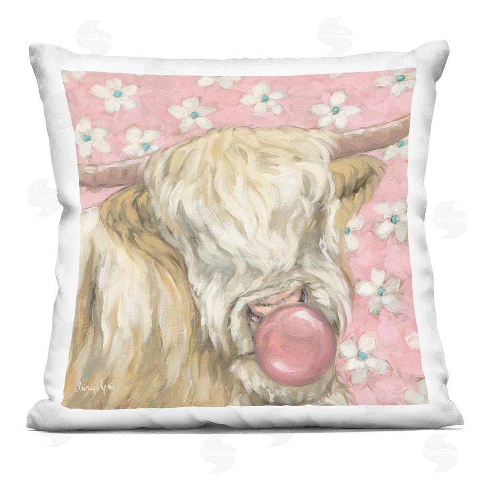 Sara G. Designs Bubblegum Cutie Cattle Printed Throw Pillow