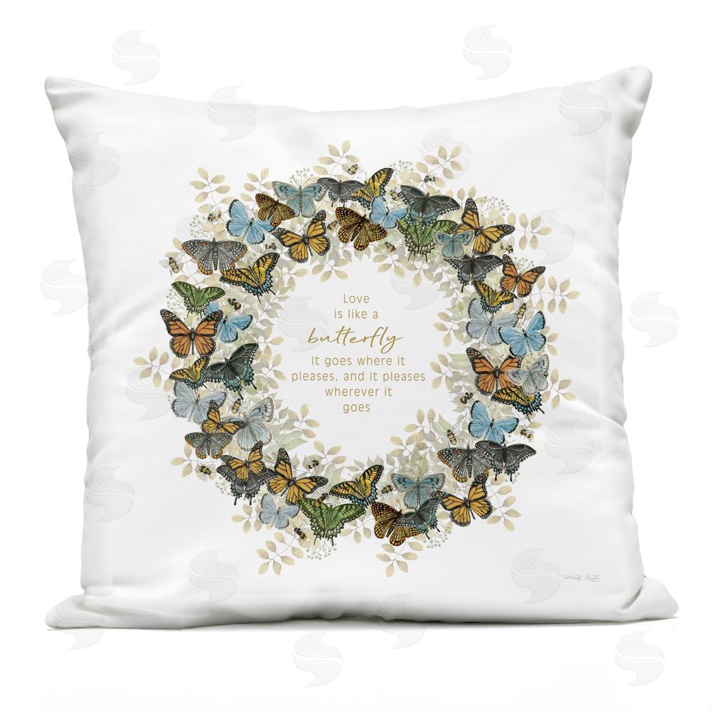 Cindy Jacobs Life Is Like A Butterfly Wreath Outdoor Printed Throw Pillow
