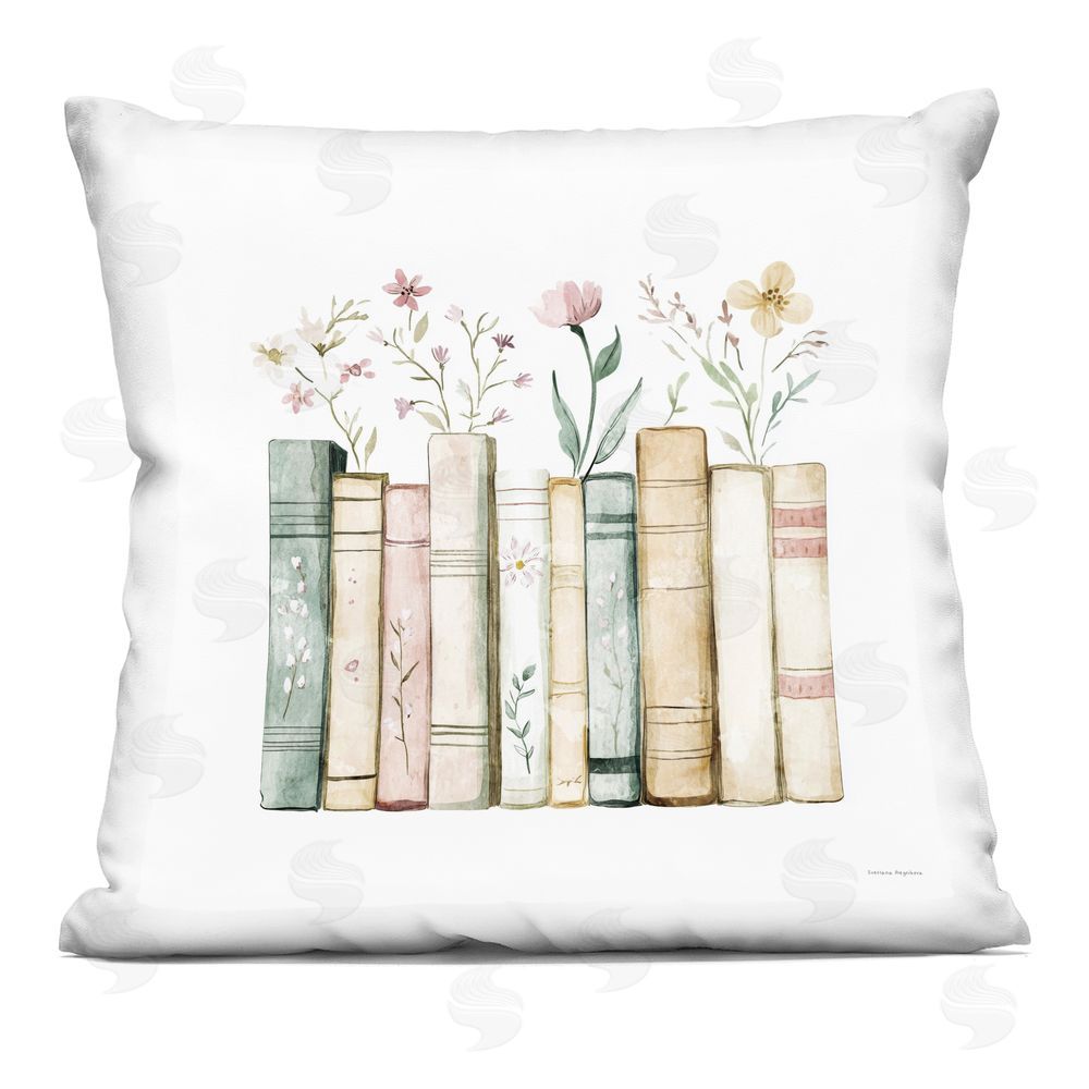 Svetlana Aleynikova Floral Stories Library Printed Throw Pillow