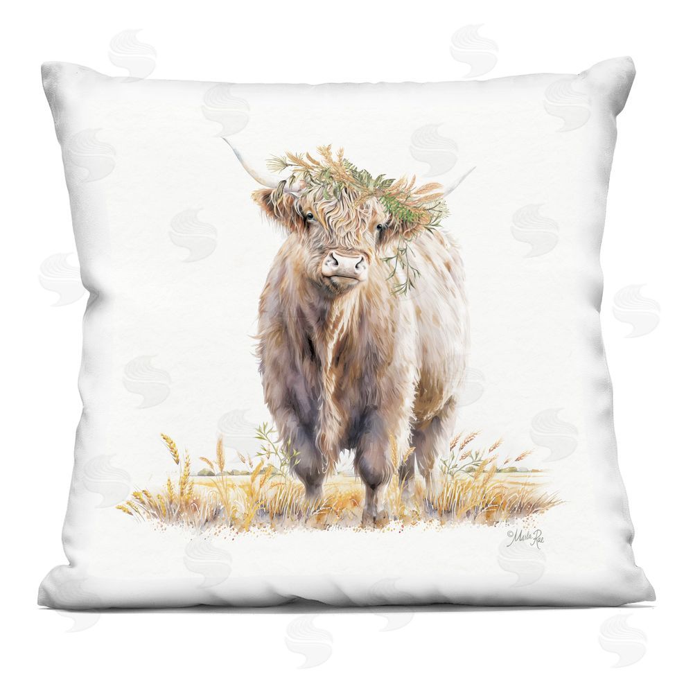 Marla Rae Ollie the Highland Cattle Printed Throw Pillow