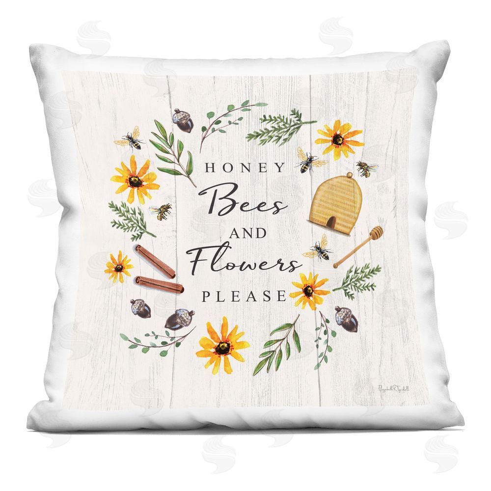 Elizabeth Tyndall Country Cottage Wreath & Quote Printed Throw Pillow