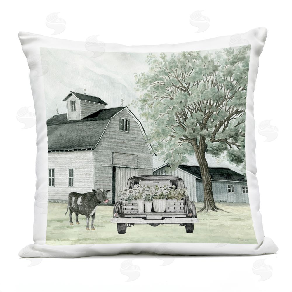 Cindy Jacobs Buttercup's Flowers on Farm Outdoor Printed Throw Pillow