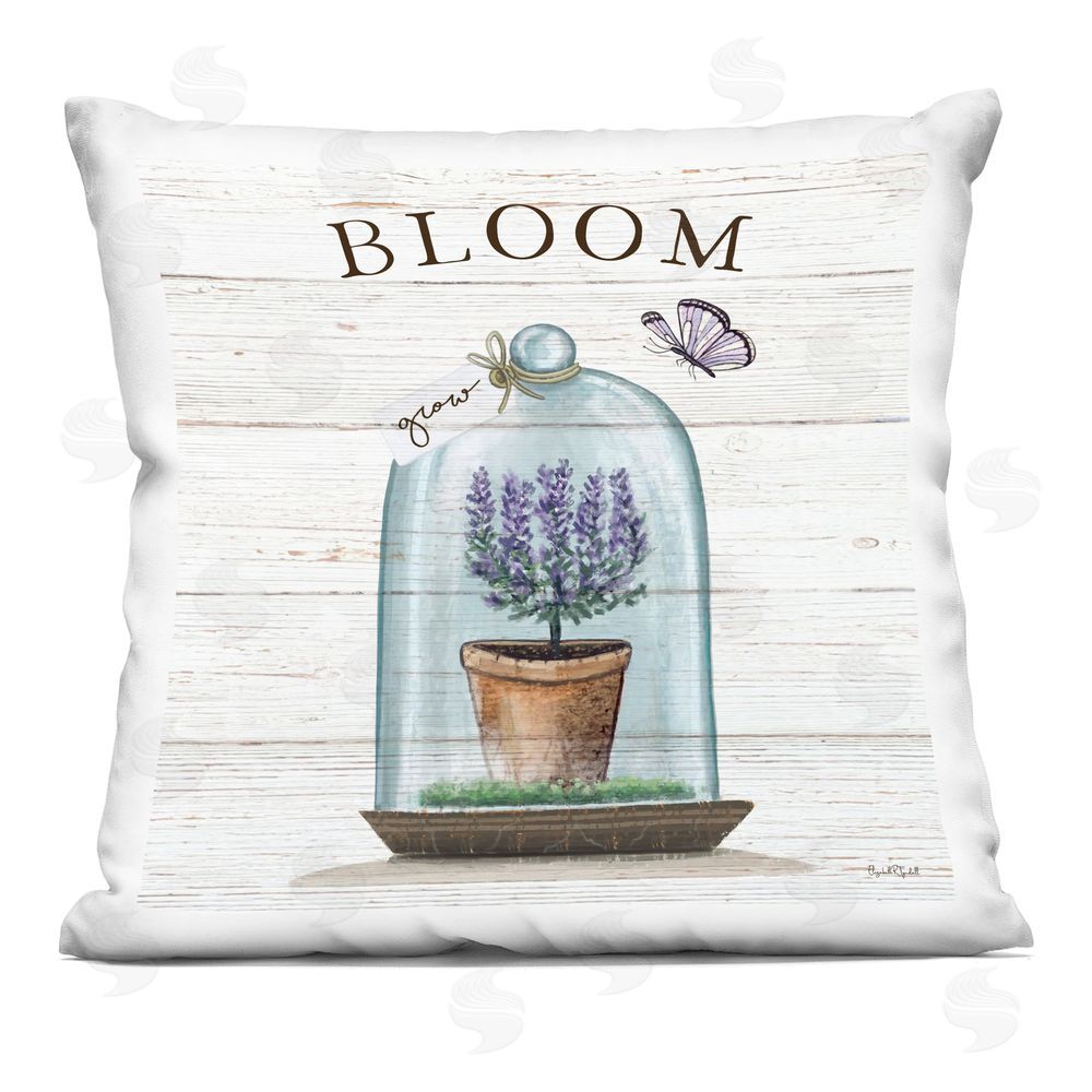 Elizabeth Tyndall Cottage Bloom in Bell Jar Printed Throw Pillow