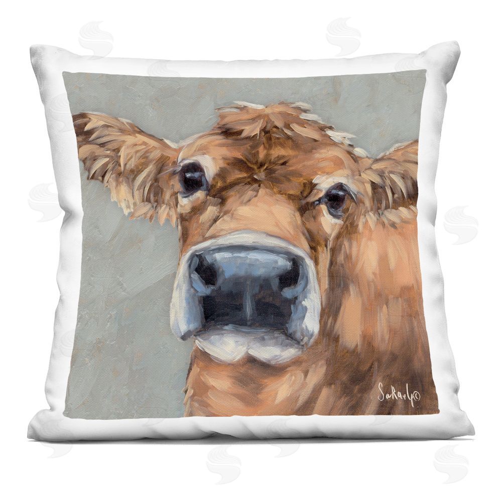 Sara G. Designs Freckles The Cow Portrait Printed Throw Pillow