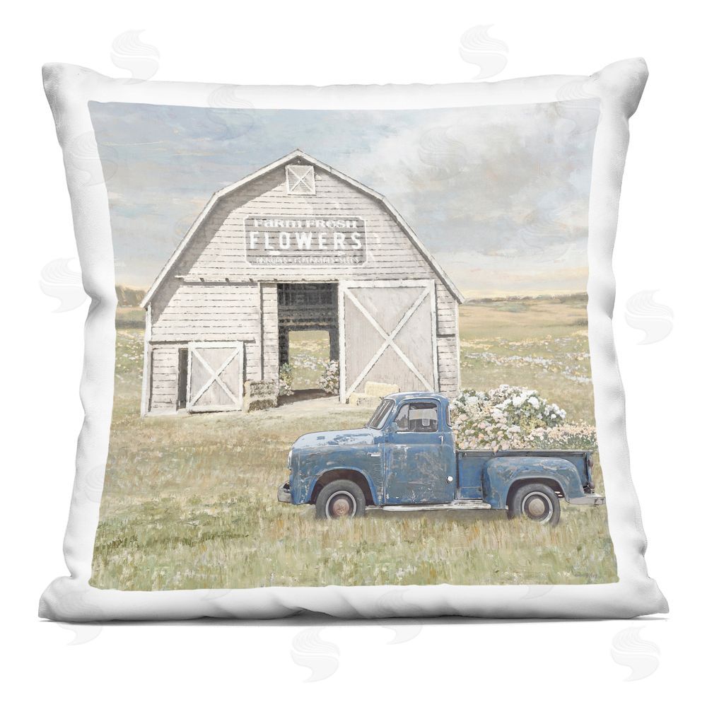 Amber Sterling Rustic Flower Barn Printed Throw Pillow