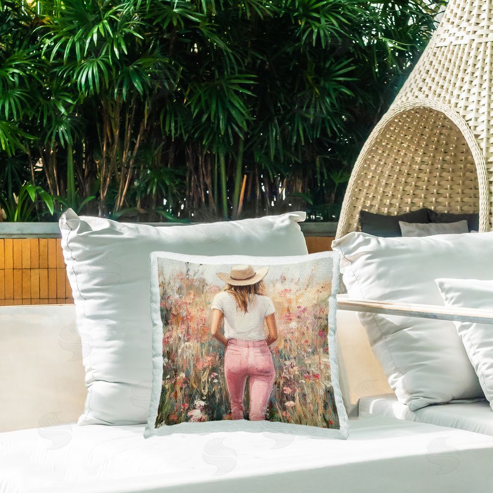 Heidi Kuntz Moment Of Peace Outdoor Printed Throw Pillow on Patio