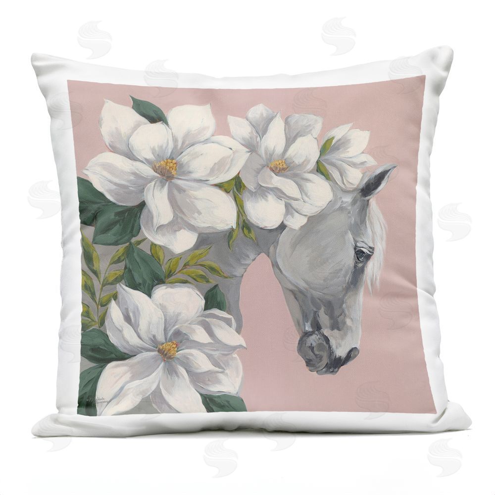 Michele Norman Sweet Maggie Floral Horse Outdoor Printed Throw Pillow