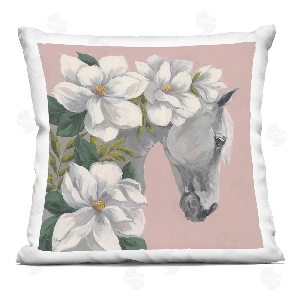 Michele Norman Sweet Maggie Floral Horse Printed Throw Pillow