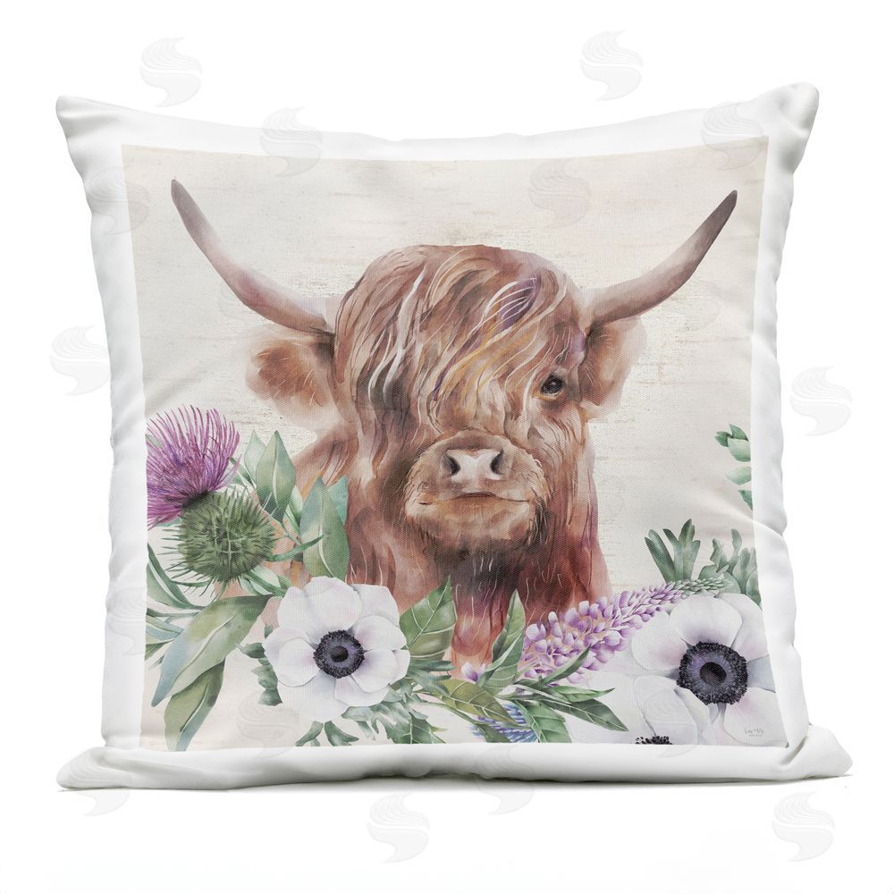 Lux + Me Designs Penny The Highland Cow Outdoor Printed Throw Pillow
