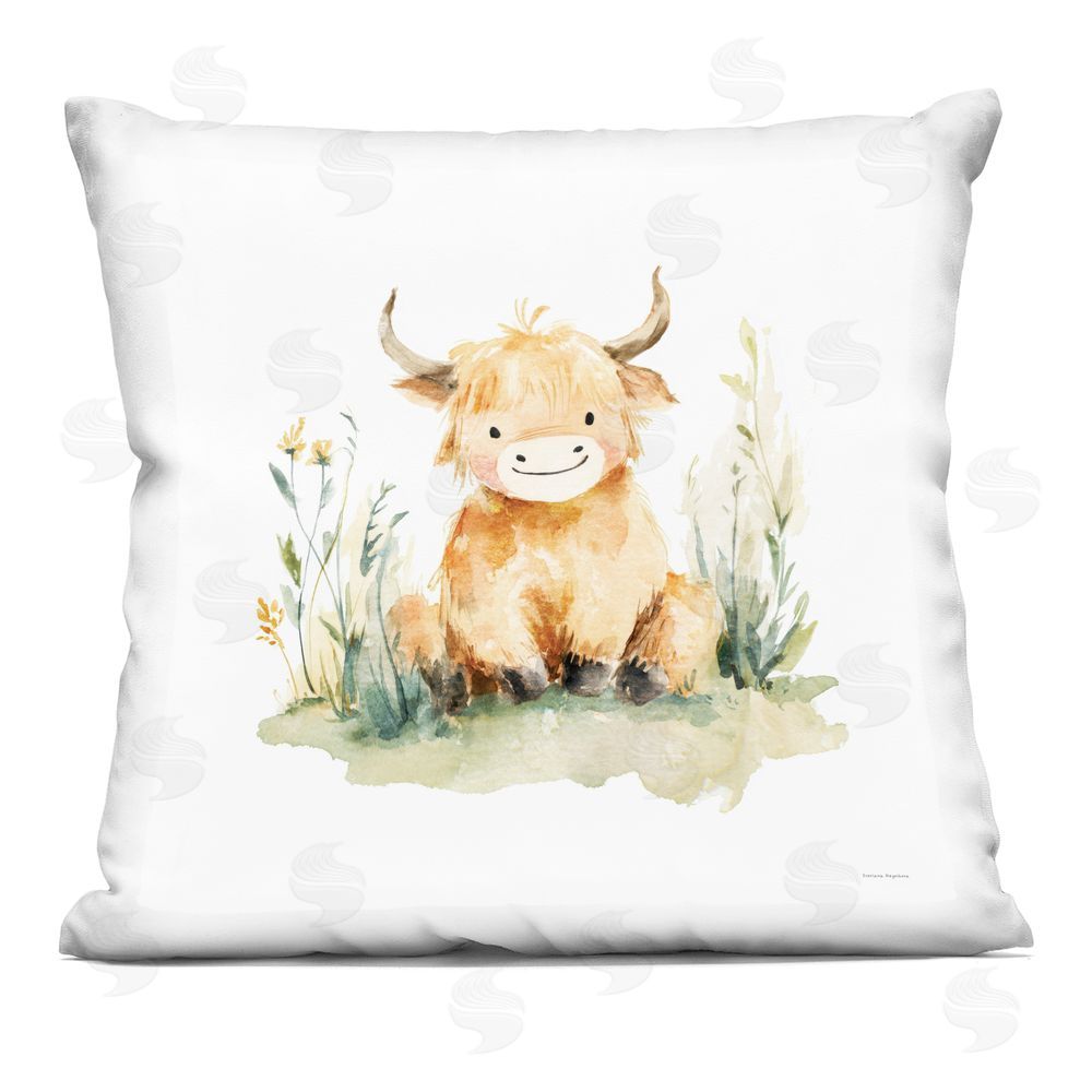 Svetlana Aleynikova Little Highland Calf Printed Throw Pillow
