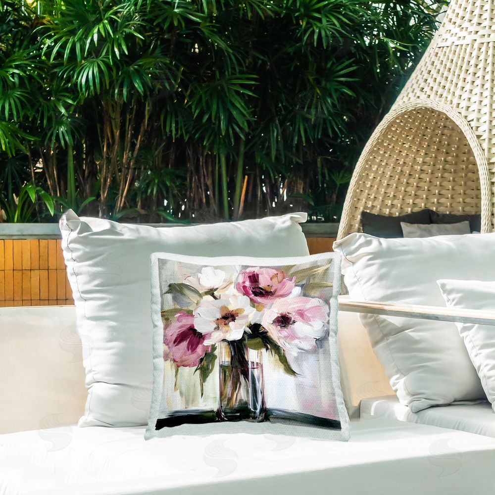 Annabelle Hall Resonance Flower Vase Outdoor Printed Throw Pillow on Patio