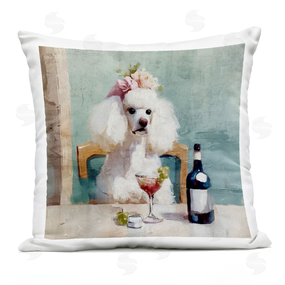 Annabelle Hall Poodle At Lunch Outdoor Printed Throw Pillow
