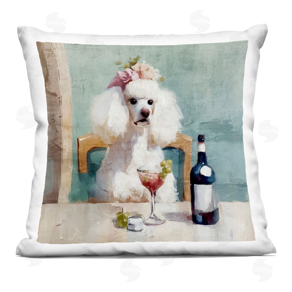 Annabelle Hall Poodle At Lunch Printed Throw Pillow