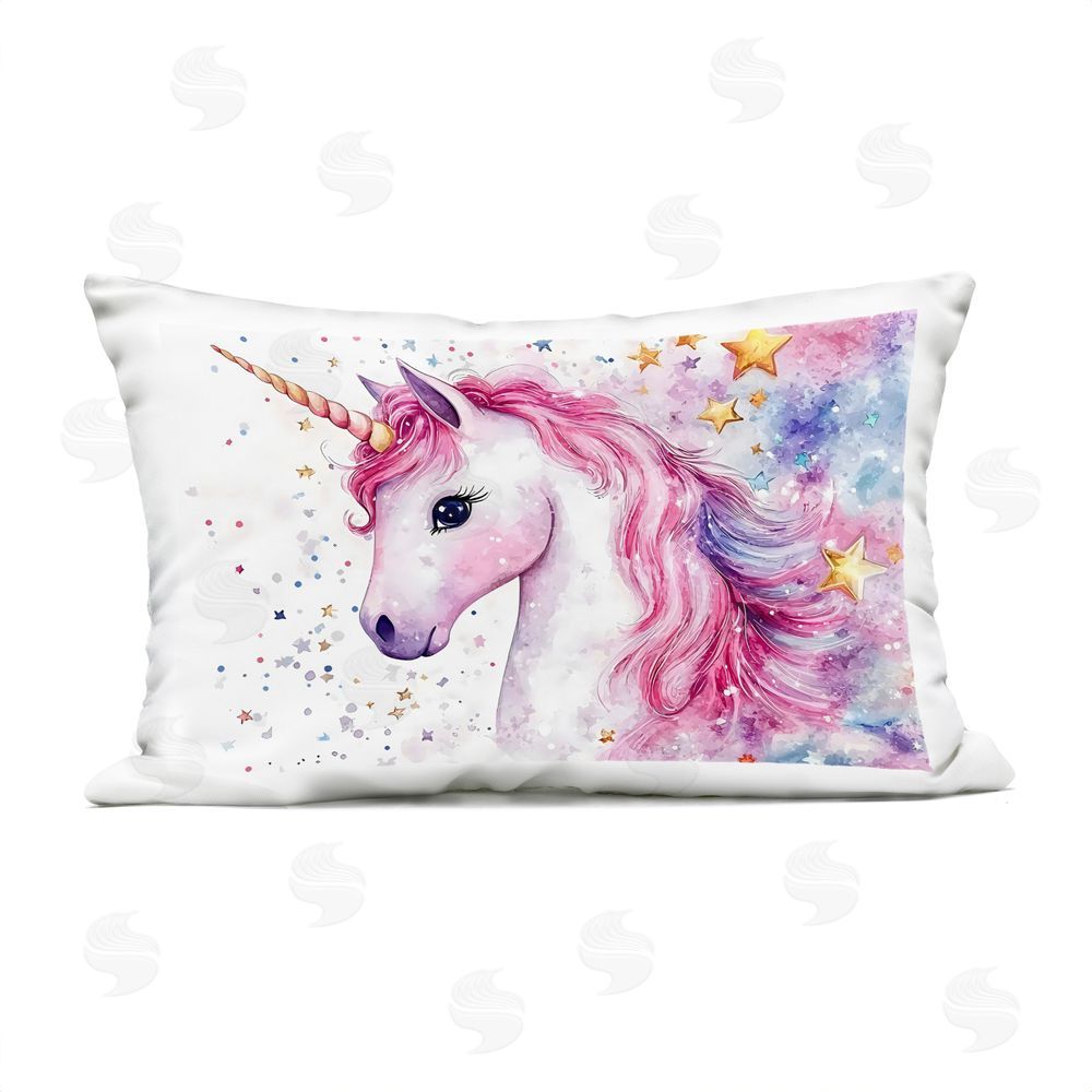 Creative Studio Pink Mane Unicorn with Stars Outdoor Printed Throw Pillow
