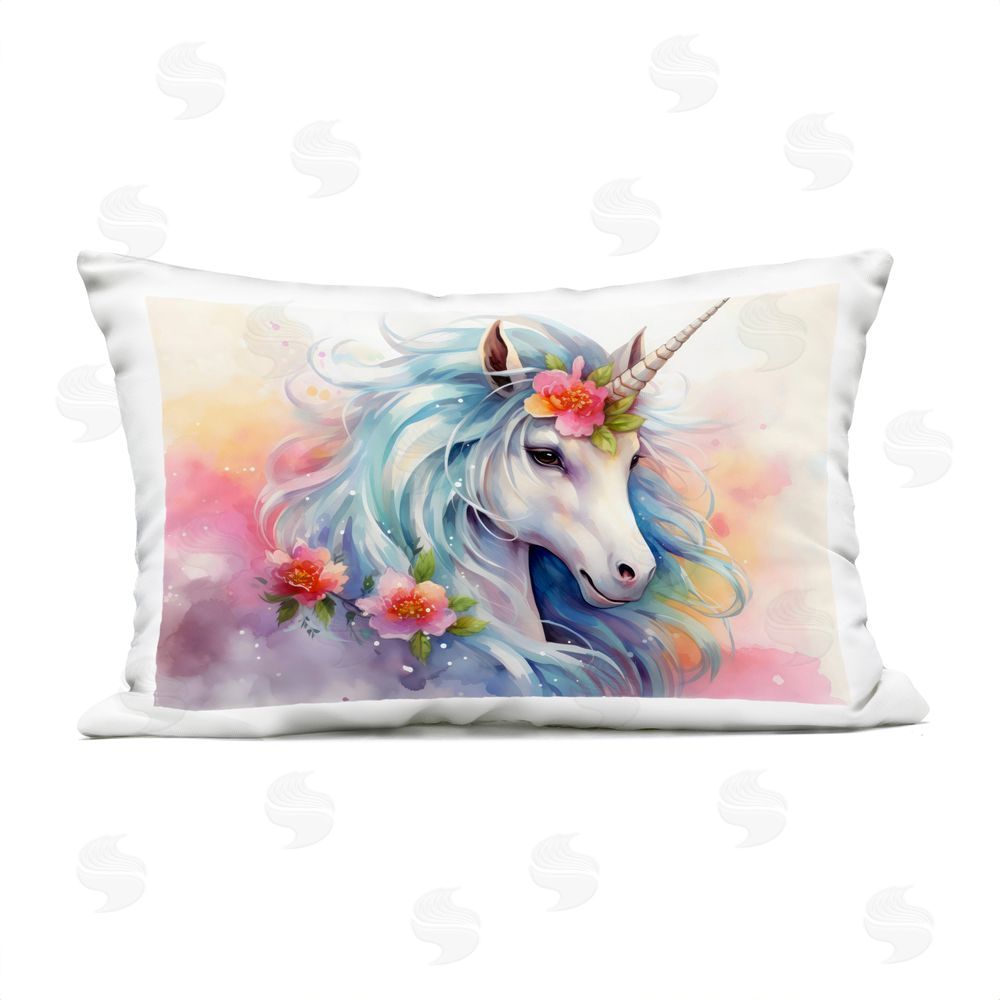 Creative Studio Magical Unicorn with Blossoms Outdoor Printed Throw Pillow