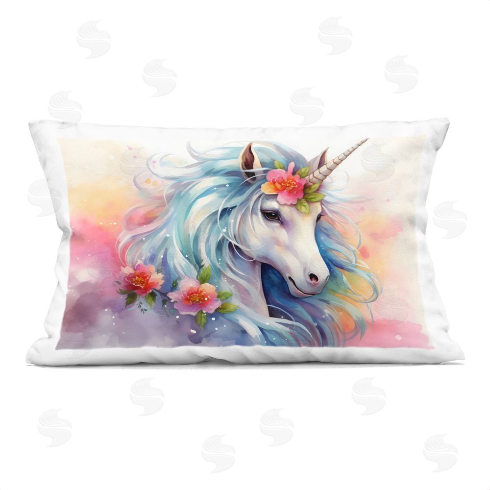 Creative Studio Magical Unicorn with Blossoms Printed Throw Pillow
