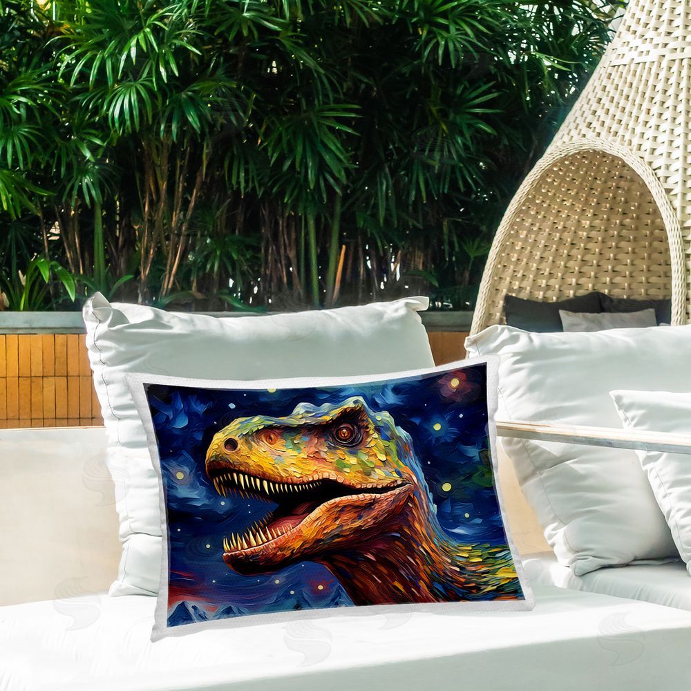Creative Studio Starry Sky Dinosaur Printed Throw Pillow on Patio