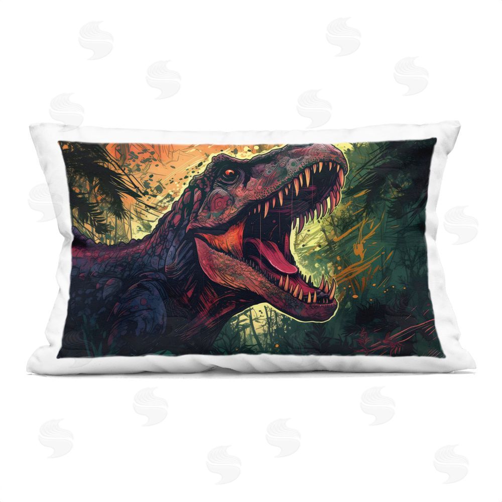 Creative Studio Dark Roaring T-Rex Printed Throw Pillow