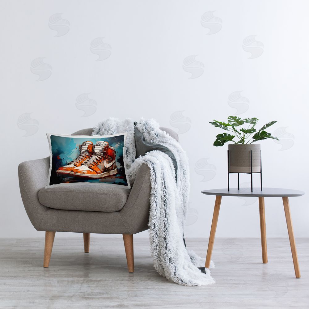 Creative Studio Red & White Sneakers Splash Printed Throw Pillow in Room