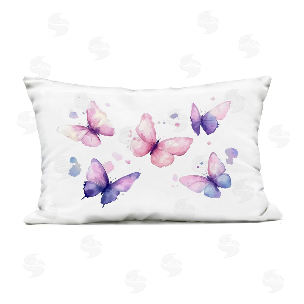 Creative Studio Blue and Pink Butterflies Outdoor Printed Throw Pillow