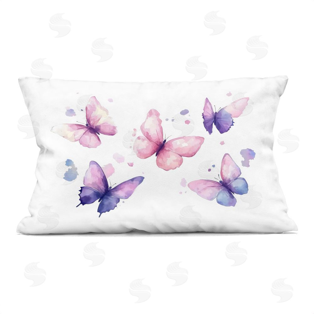 Creative Studio Blue and Pink Butterflies Printed Throw Pillow