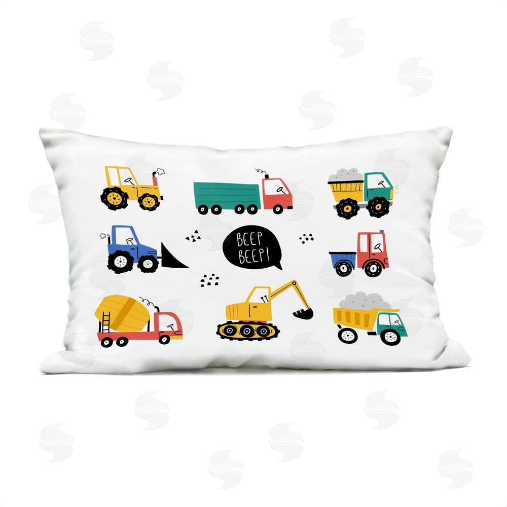 Creative Studio Beep Construction Vehicles Outdoor Printed Throw Pillow
