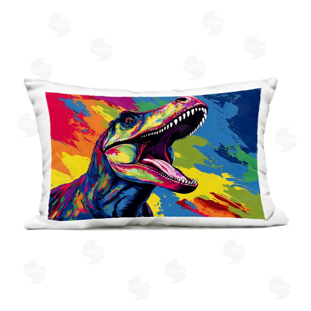 Creative Studio Brightly Colored Dinosaur Outdoor Printed Throw Pillow