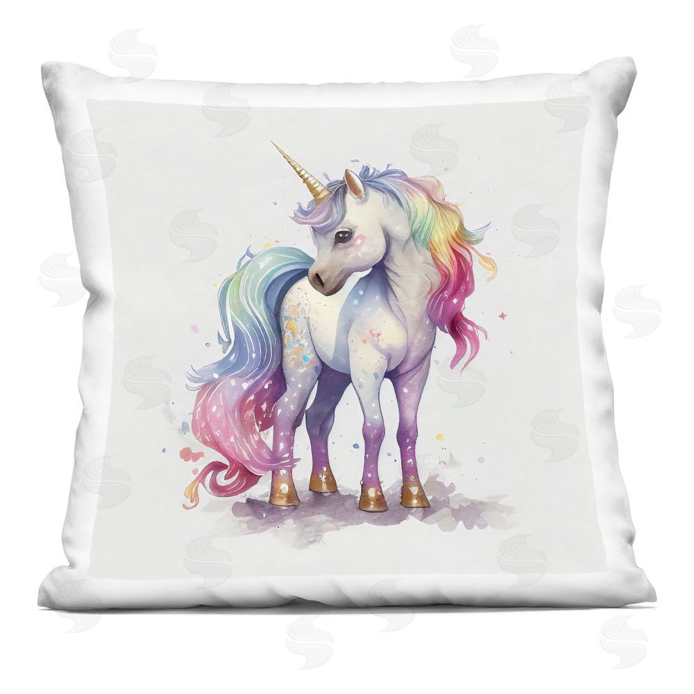 Creative Studio Watercolor Unicorn & Rainbow Mane Printed Throw Pillow
