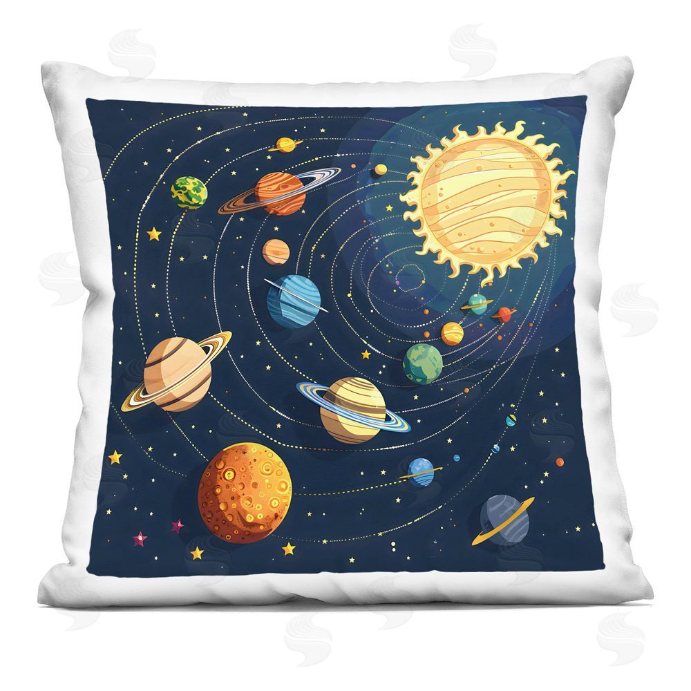 Creative Studio Planets Around The Sun Printed Throw Pillow