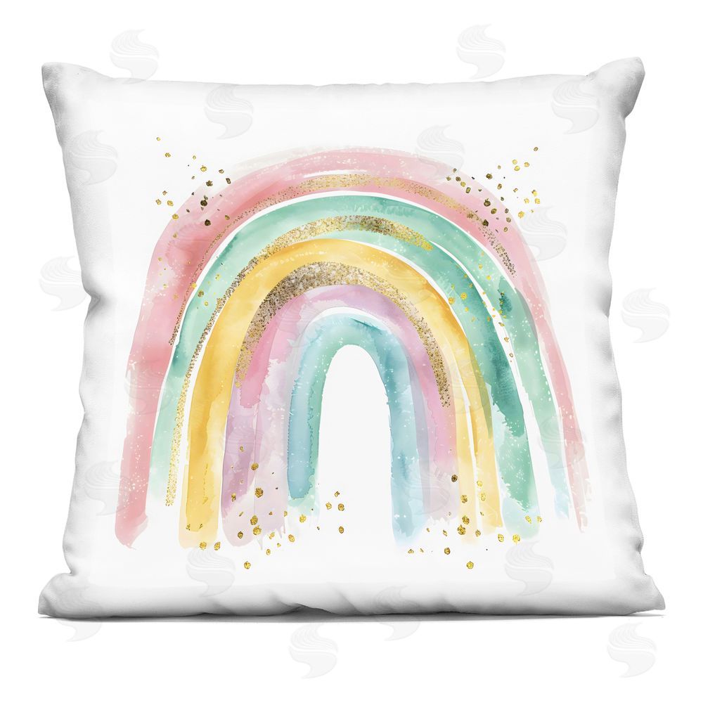 Creative Studio Pastel Rainbow with Gold Accents Printed Throw Pillow