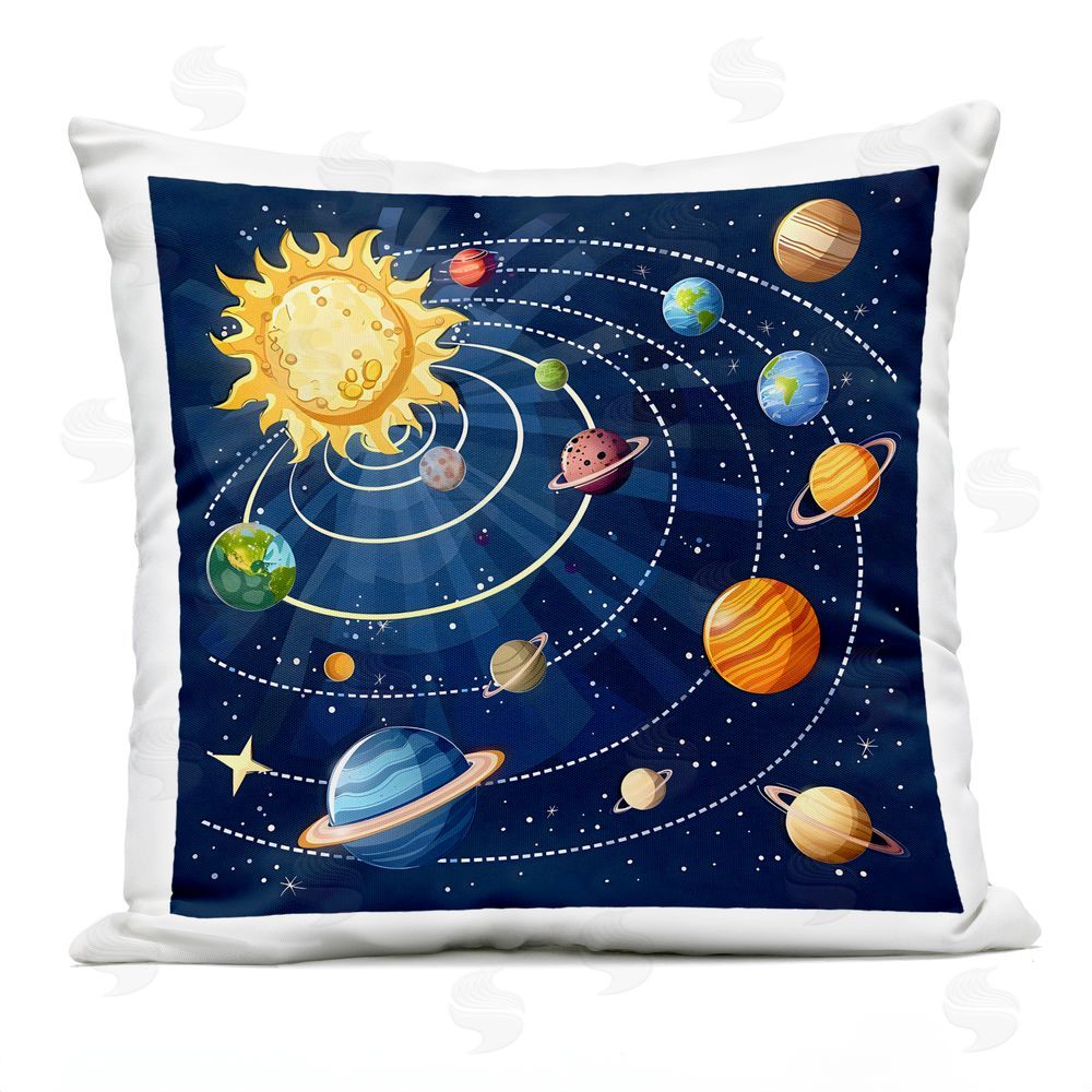 Creative Studio Planets In Orbit Outdoor Printed Throw Pillow