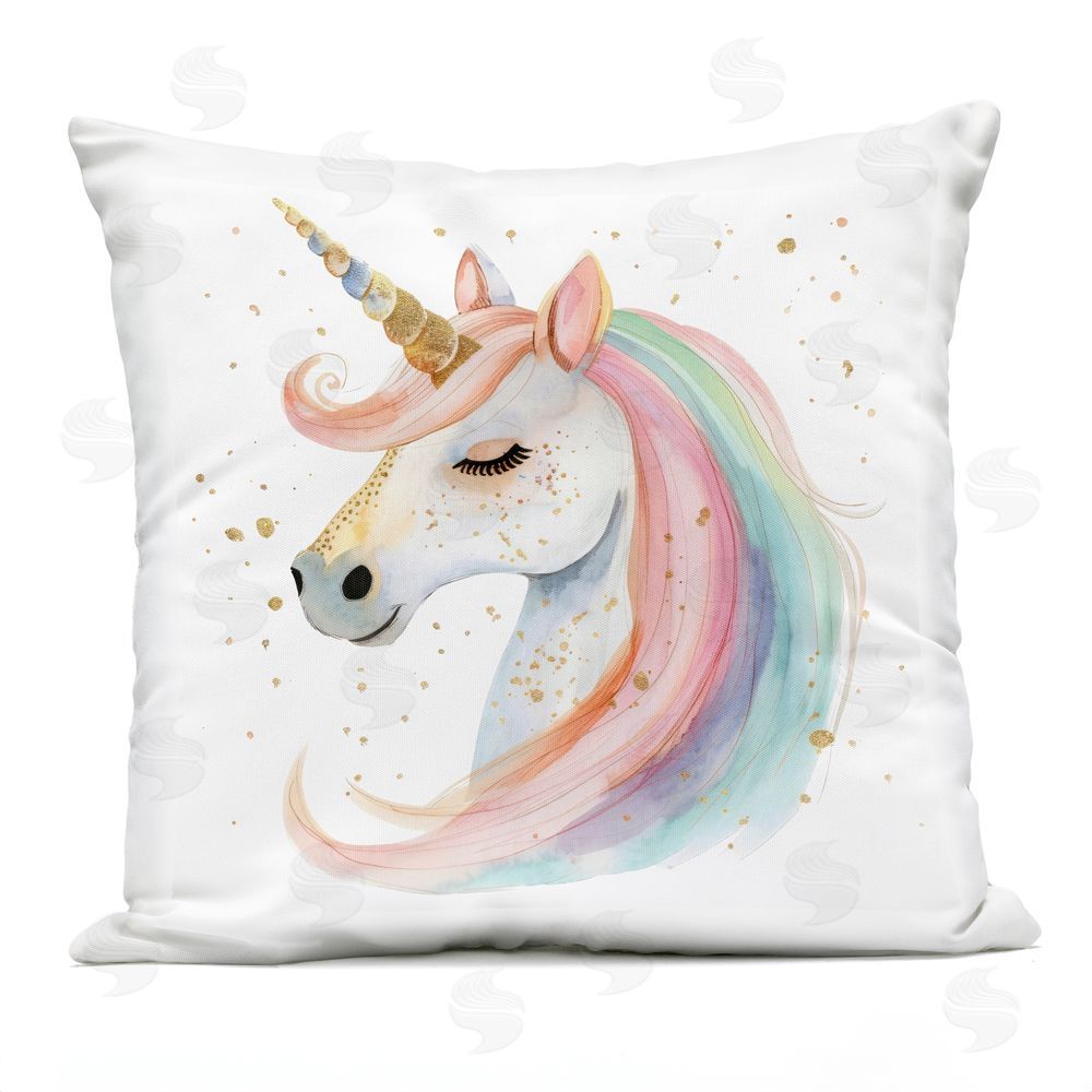 Creative Studio Gold Speckled Pastel Unicorn Outdoor Printed Throw Pillow