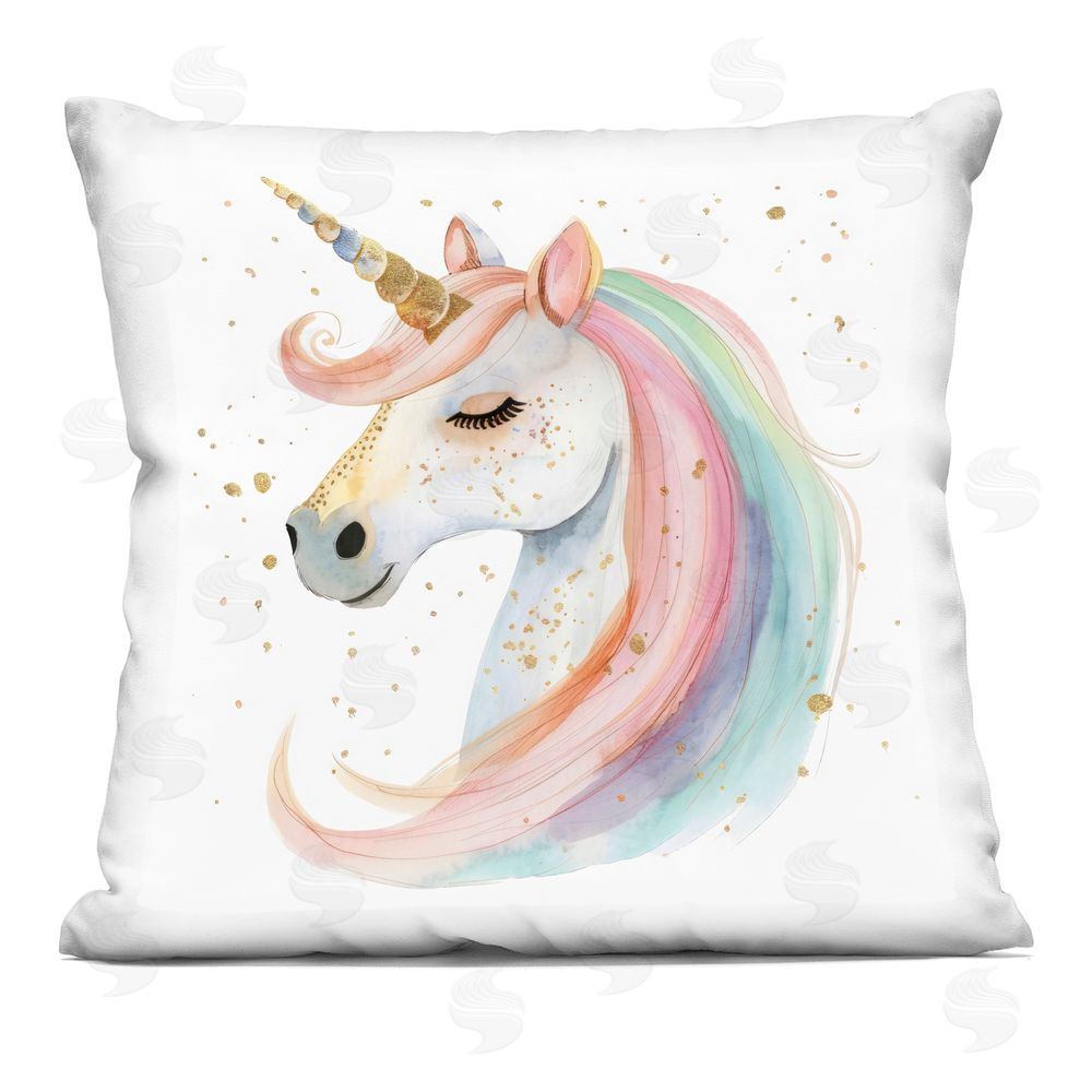Creative Studio Gold Speckled Pastel Unicorn Printed Throw Pillow