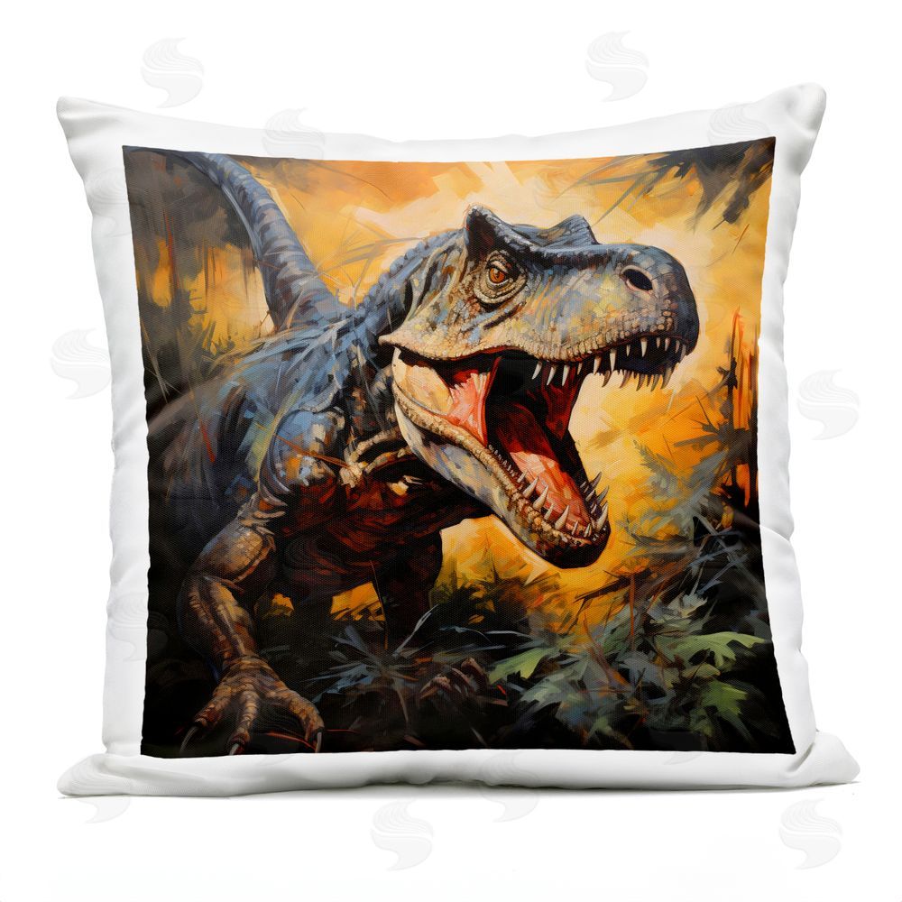 Creative Studio Angry Dinosaur Roaring Outdoor Printed Throw Pillow