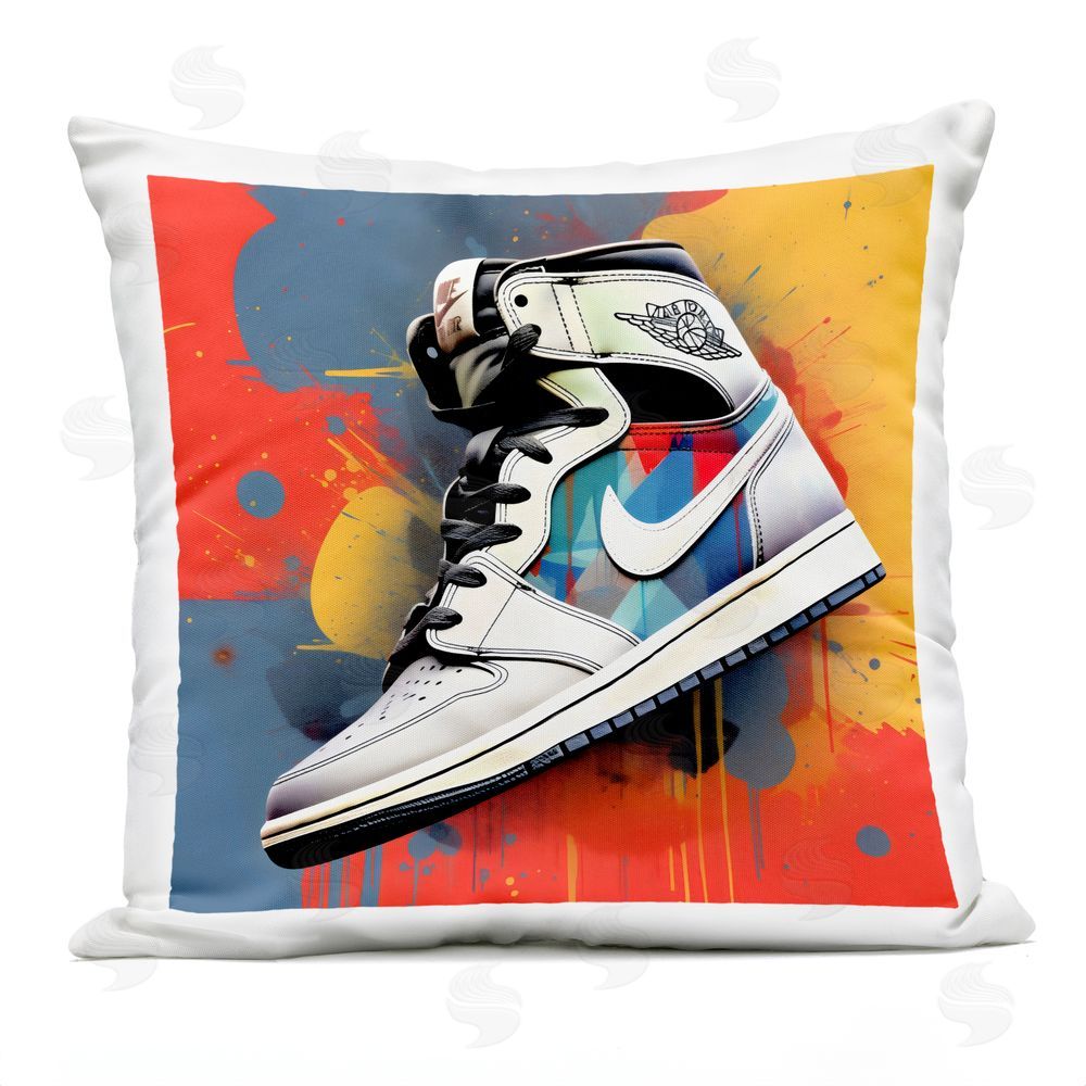 Creative Studio Shoe With Colorblock Background Outdoor Printed Throw Pillow
