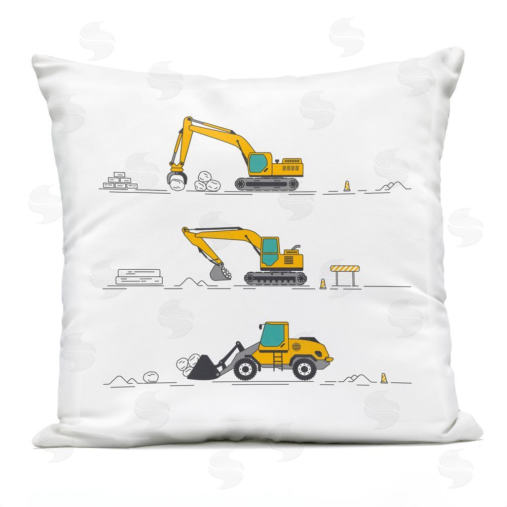 Creative Studio Construction Digs Machine Outdoor Printed Throw Pillow