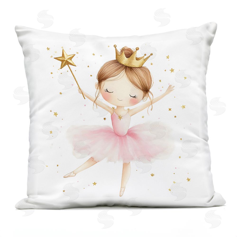 Creative Studio Cute Ballerina with Crown Outdoor Printed Throw Pillow