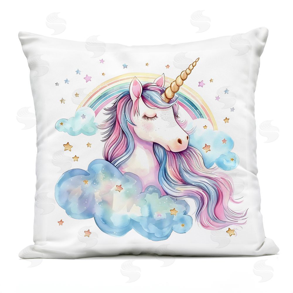 Creative Studio Cute Happy Unicorn & Rainbow Outdoor Printed Throw Pillow