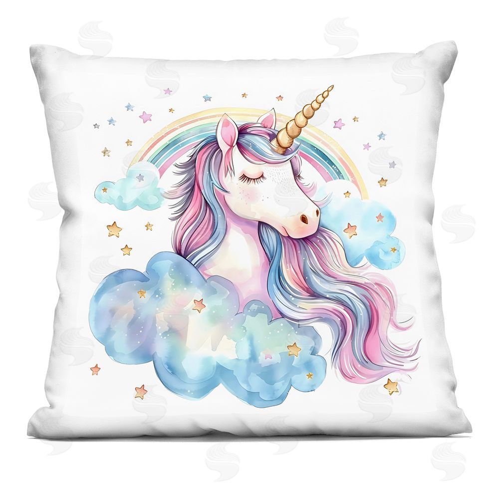 Creative Studio Cute Happy Unicorn & Rainbow Printed Throw Pillow