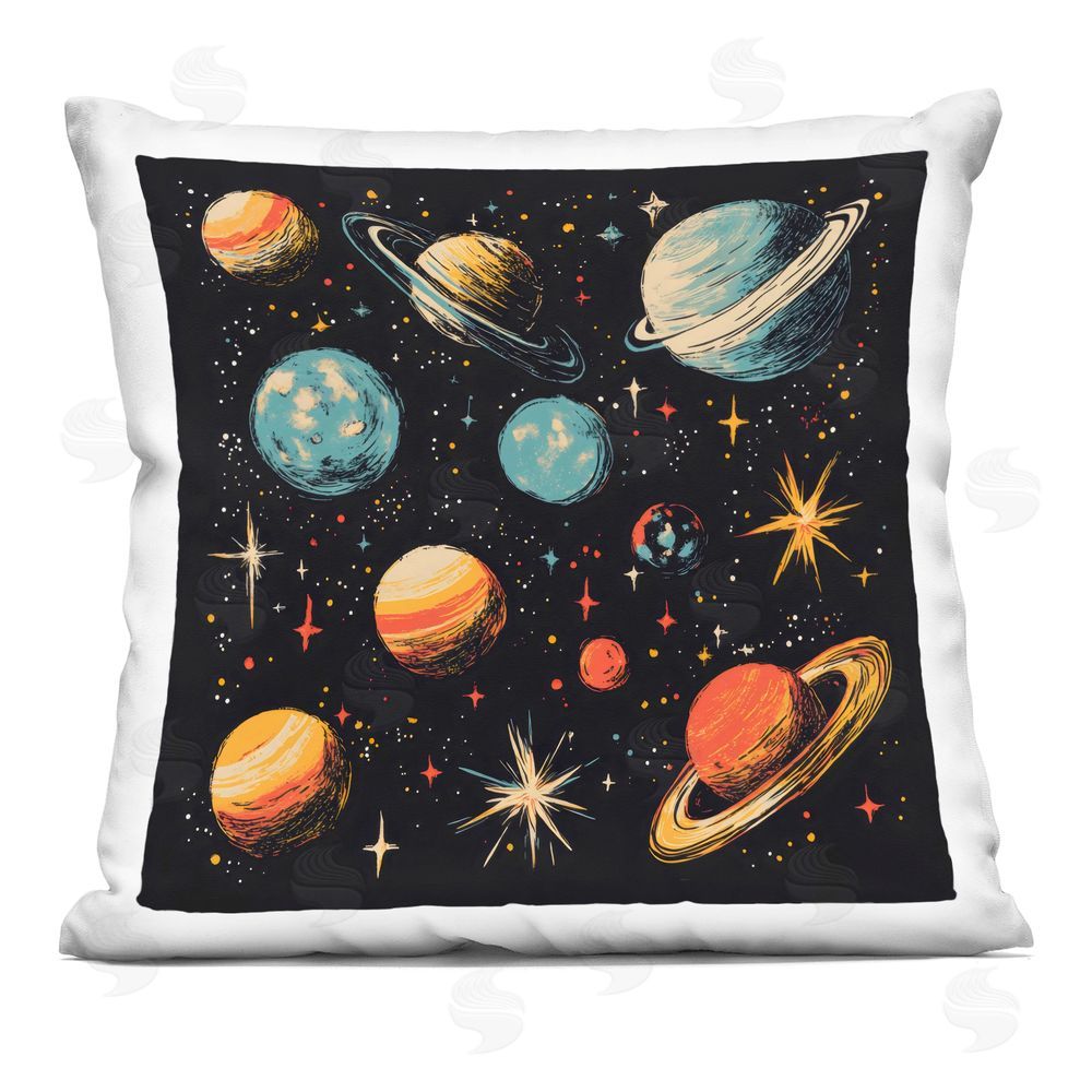 Creative Studio Colorful Retro Planets Printed Throw Pillow