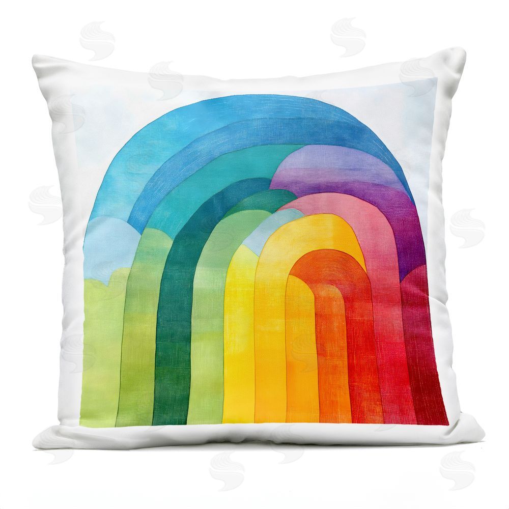 Creative Studio Vibrant Rainbow Arch Abstraction Outdoor Printed Throw Pillow