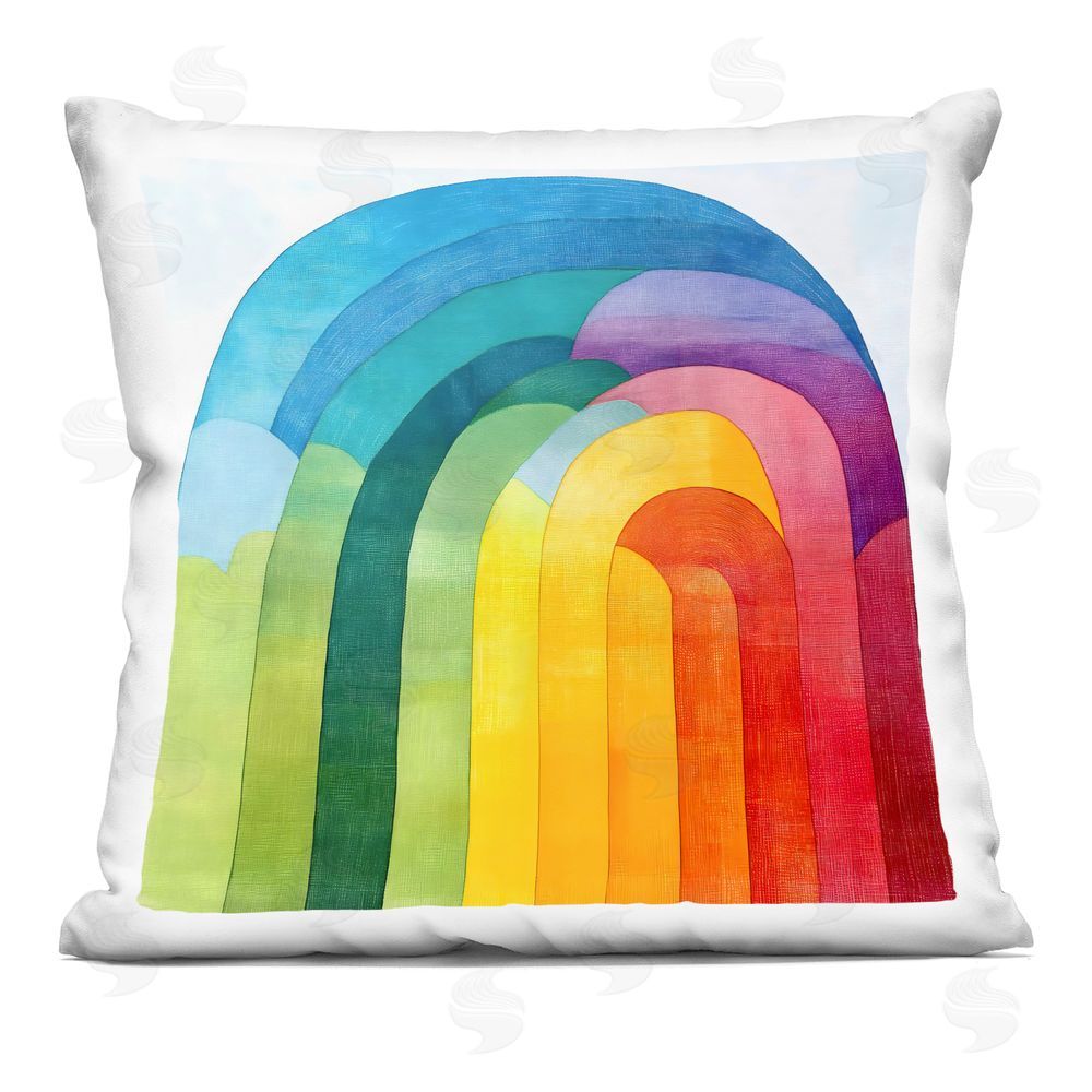 Creative Studio Vibrant Rainbow Arch Abstraction Printed Throw Pillow