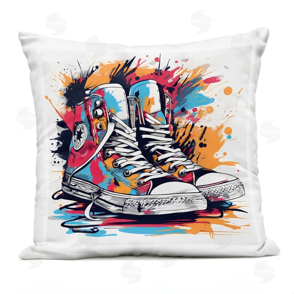 Creative Studio Colorful Sneakers Graffiti Splash Outdoor Printed Throw Pillow