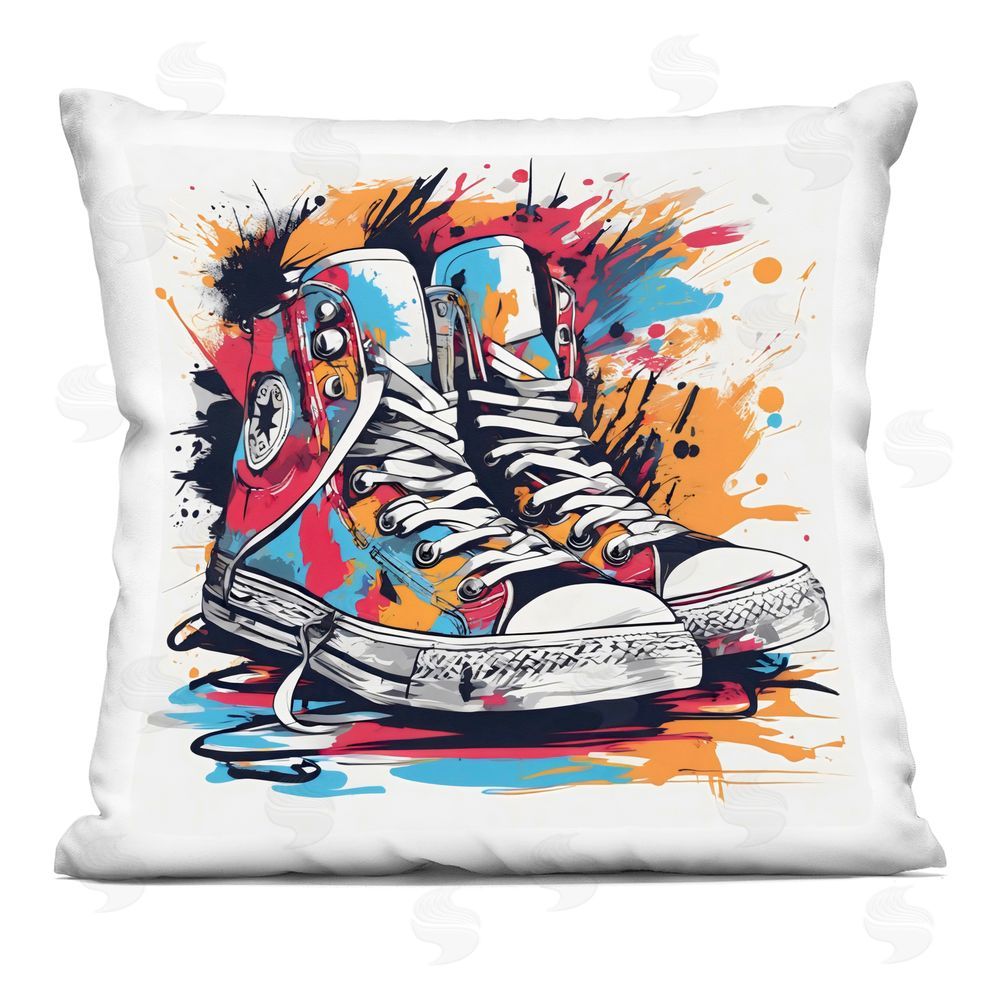 Creative Studio Colorful Sneakers Graffiti Splash Printed Throw Pillow